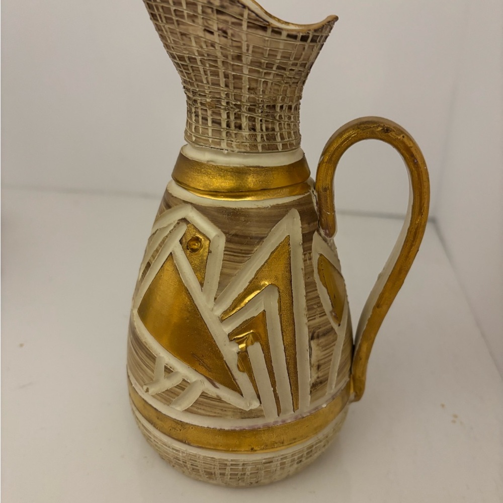 Gold and Cream  Vintage Decorative Vase